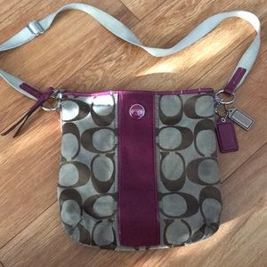 COACH tan/magenta messenger crossbody bag